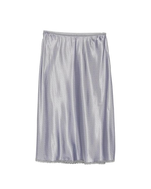 JNBY Gray Lace-Trimed Midi Skirt