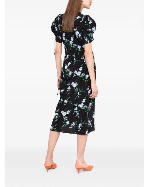 N°21 Black Floral-Print Draped Dress