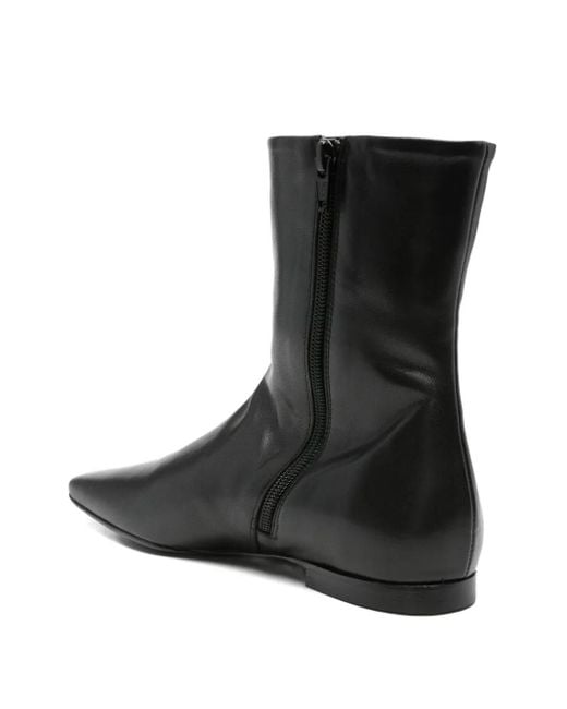Totême Black Zipped Leather Chelsea Boots