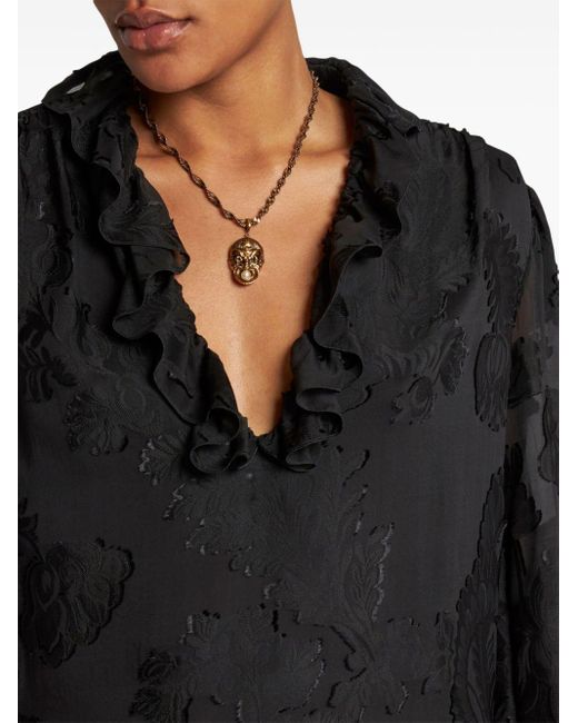 Etro Black Jacquard Blouse