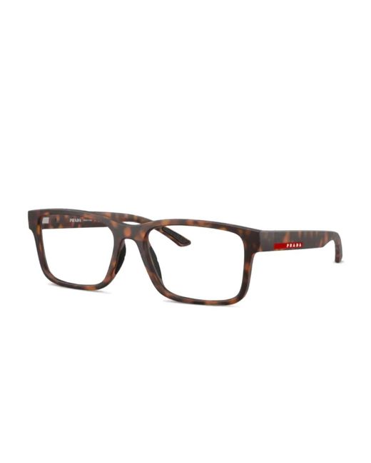 Prada Linea Rossa Brille Mit Eckigem Gestell in Brown für Herren