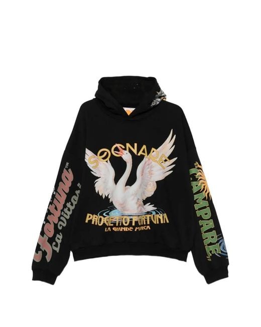 PDF Black Graphic-Print Cotton Hoodie for men