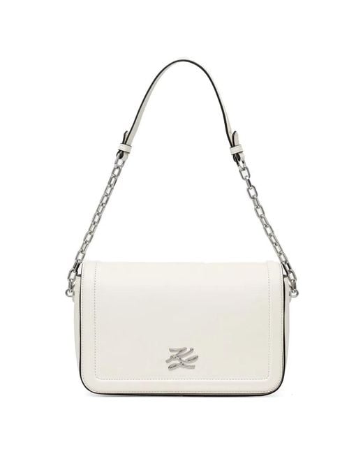 Karl Lagerfeld White K-Autograph Chain-Link Shoulder Bag