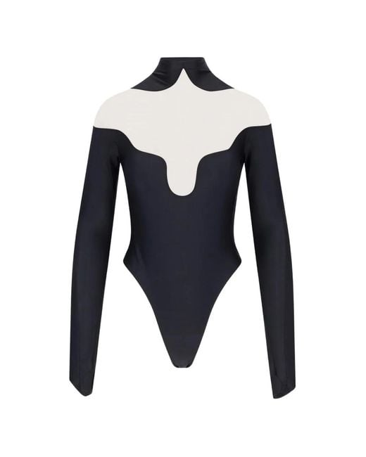 Mugler Blue High-Neck Bodysuit
