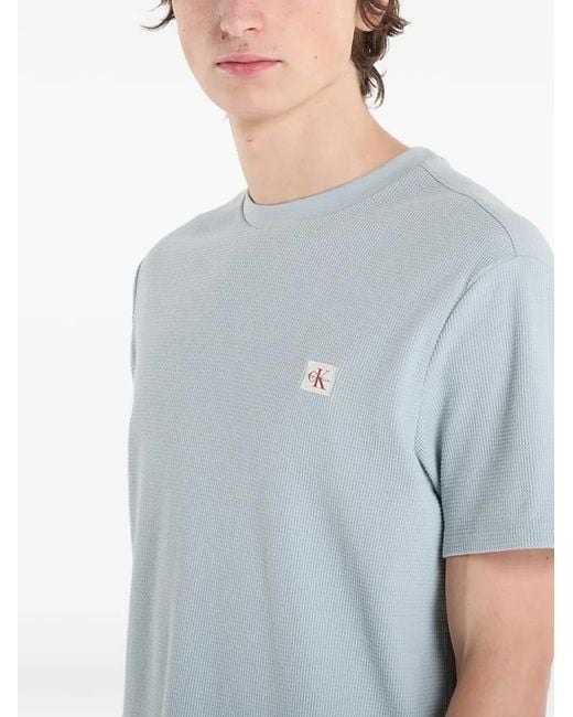 Calvin Klein Blue Waffle-Knit Crew-Neck T-Shirt for men