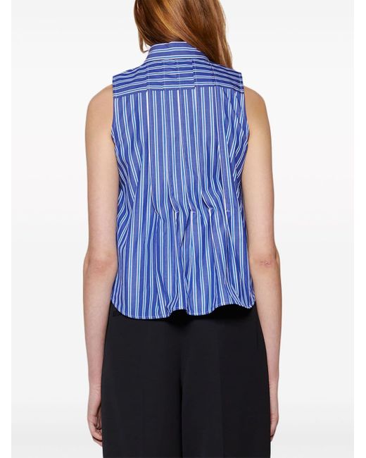 Chemise rayée à design sans manches Sacai en coloris Blue