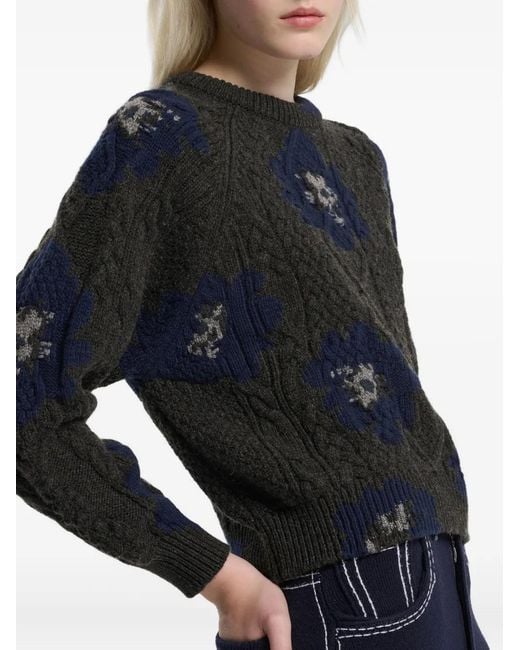 Barrie Blue Floral-Intarsia Sweater