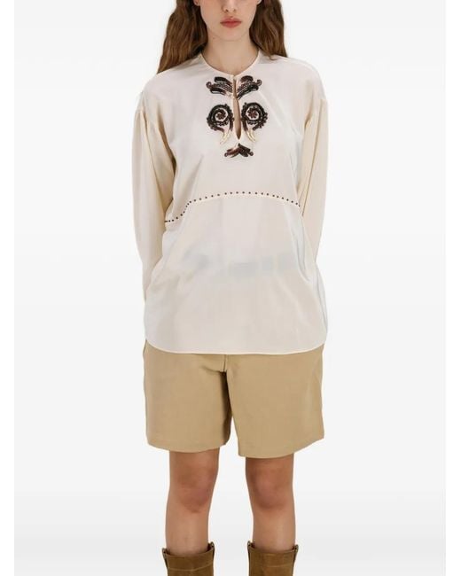 Fortela White Allegras Embroidered Blouse