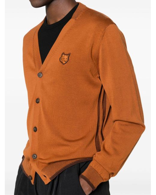 Maison Kitsuné Orange Logo-patch Cotton Cardigan for men