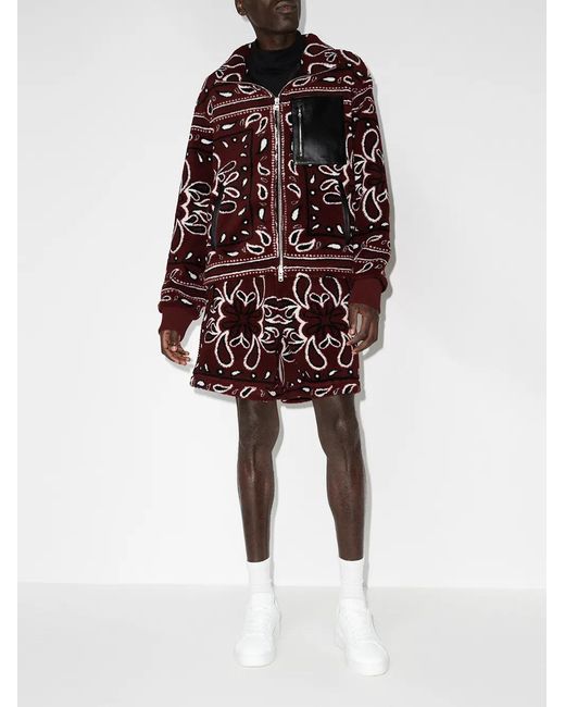 Amiri Purple Bandana Print Fleece Track Shorts for men