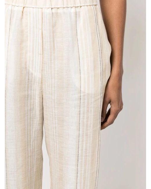 Peserico White Striped Palazzo Pants