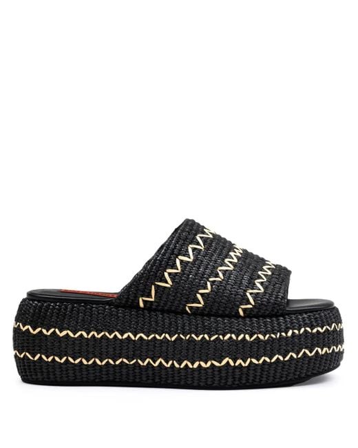 Simon Miller Black Zigzag Raffia Cloudy Sandals