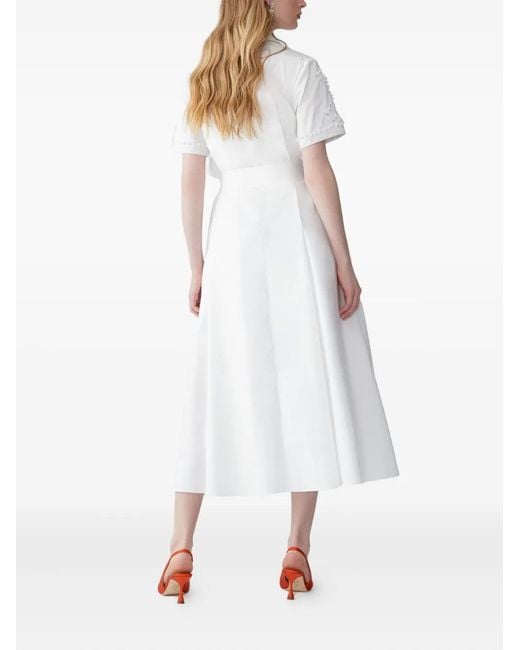 Carolina Herrera White Embroidered Midi Shirt Dress