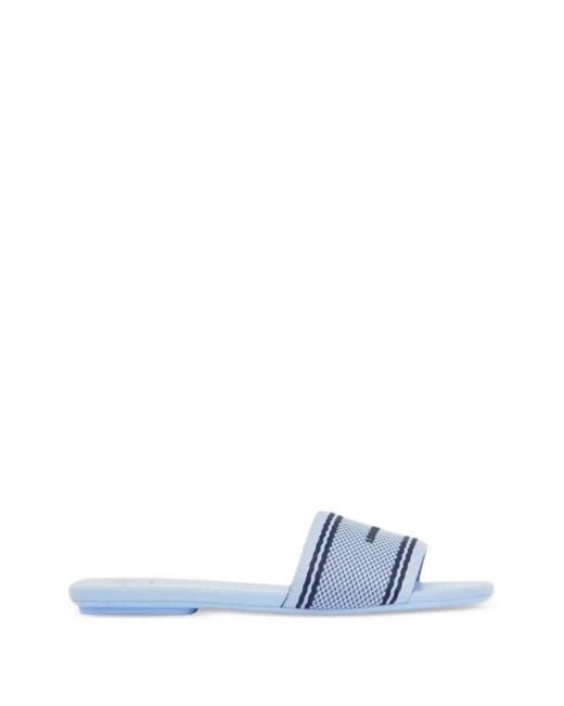ARMANI EXCHANGE White Jacquard Flat Sandals
