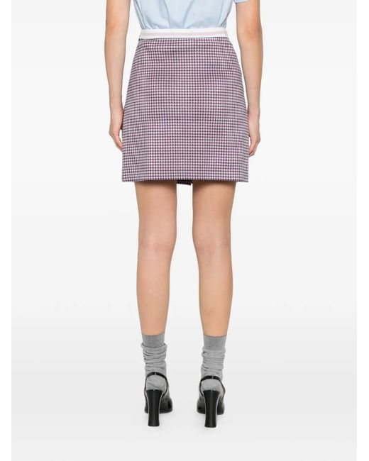 Marni Purple Plaid Pleated Skirt
