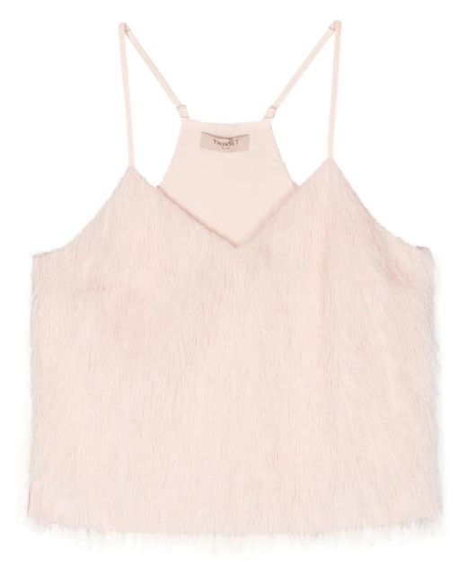 Twinset Pink Feather-Like Tank Top
