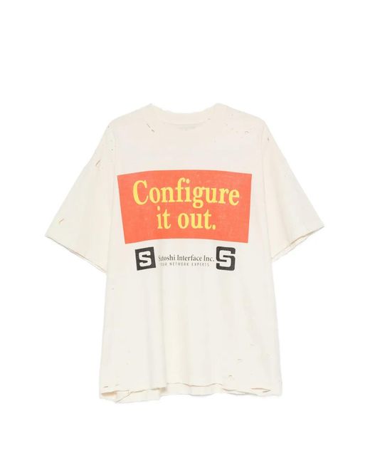 Satoshi Nakamoto White Distressed Slogan-Print T-Shirt for men