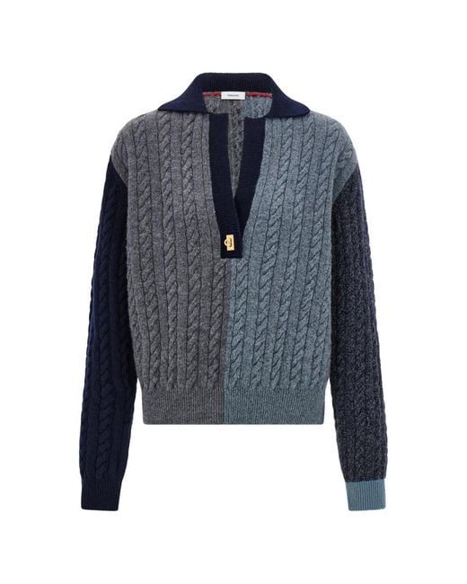 Ferragamo Blue Gancio-Detail Cable Knit