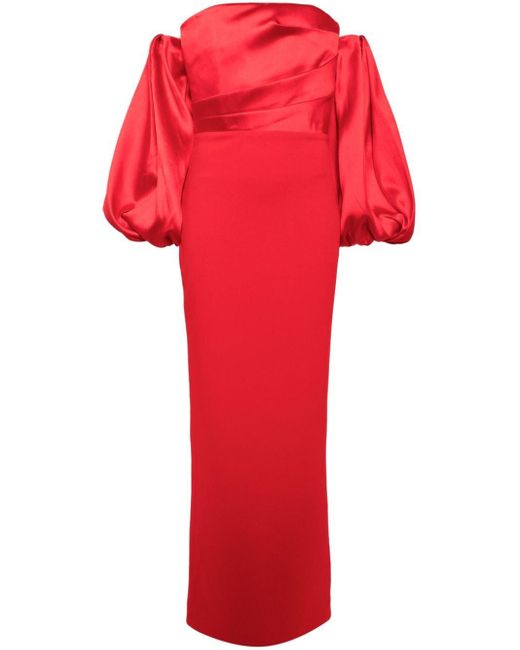 Solace London Red The Carmen Off-shoulder Gown