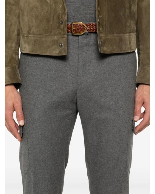 PT Torino Gray Felted Cargo Pants for men