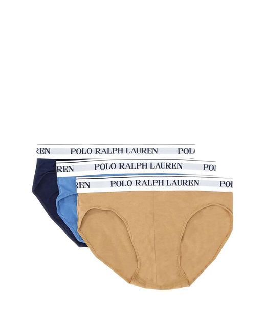 Polo Ralph Lauren Blue Logo-Waistband Briefs (Set Of Three) for men