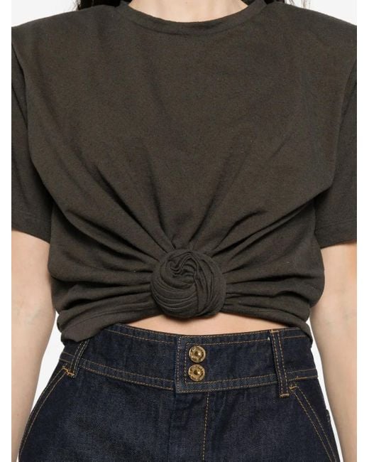 Magda Butrym Black Rose-Accent Short-Sleeve T-Shirt