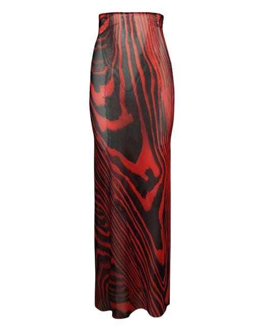 David Koma Red Printed Skirt