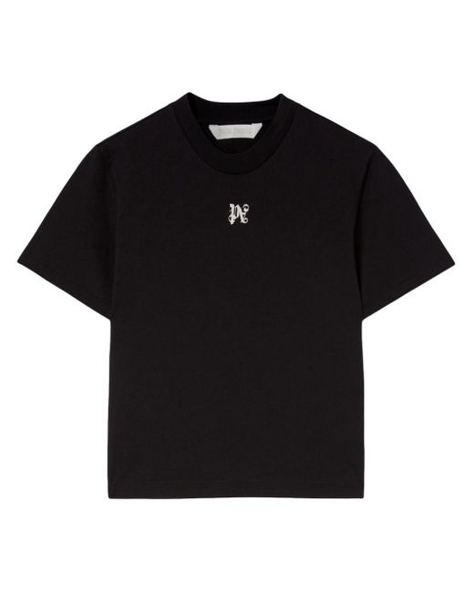 T-shirt con monogramma pa di Palm Angels in Black