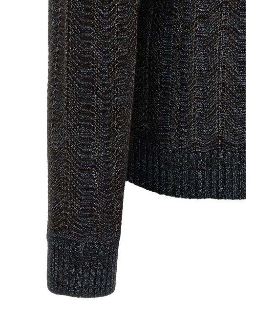 Missoni Black Zigzag-Knit V-Neck Cardigan for men
