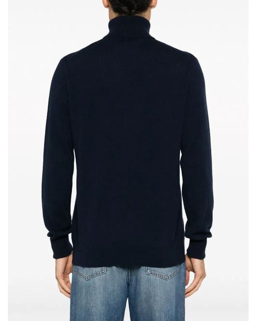 Ballantyne Blue Logo-Embroidered Roll-Neck Cashmere Jumper for men