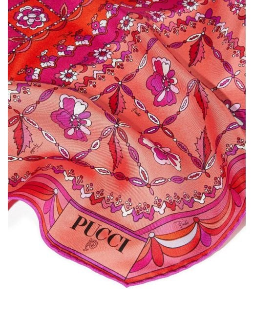 Emilio Pucci Pink Pattern Silk Scarf
