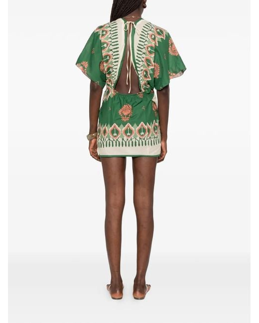 Johanna Ortiz Green Inundada De Color Printed Mini Dress