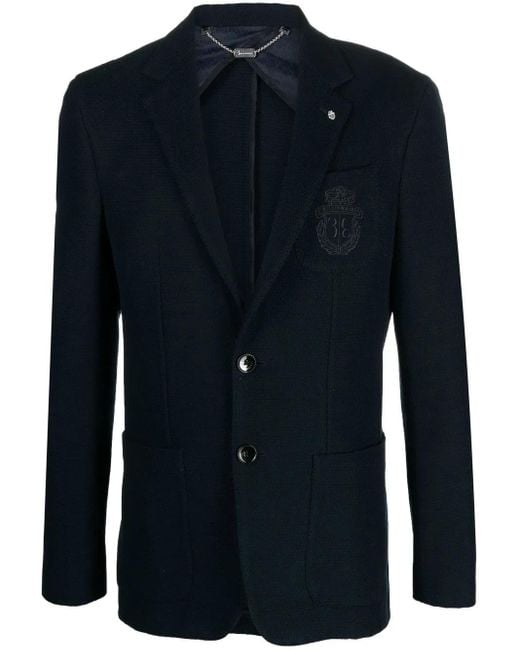 Billionaire Blue Circular Knitting Single-Breasted Blazer for men