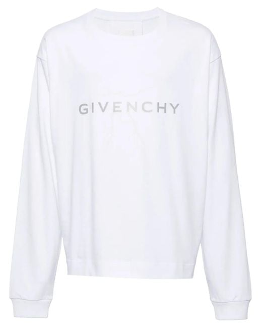 Givenchy White Logo-Print Cotton T-Shirt for men