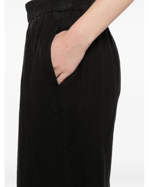 James Perse Black Linen Wide-Leg Trousers