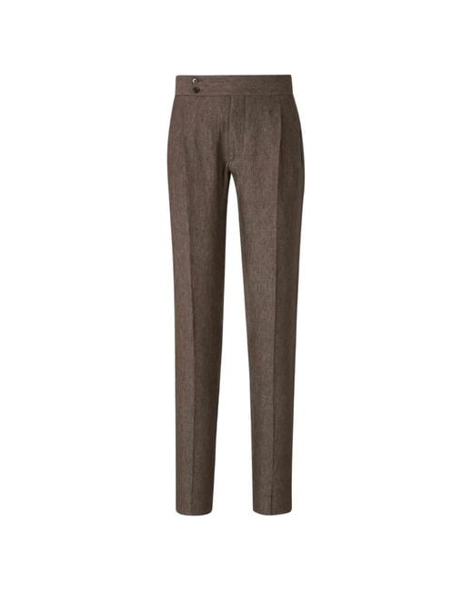SCABAL® Gray Pleated Side-Adjuster Trousers for men