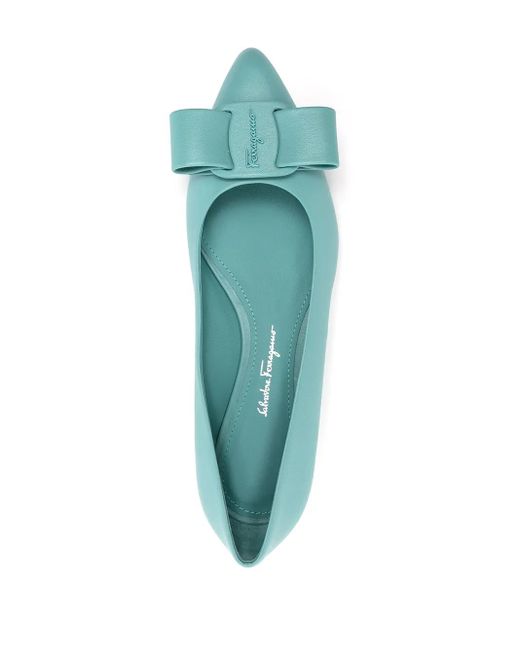 Ferragamo Green Viva Ballerina Shoes