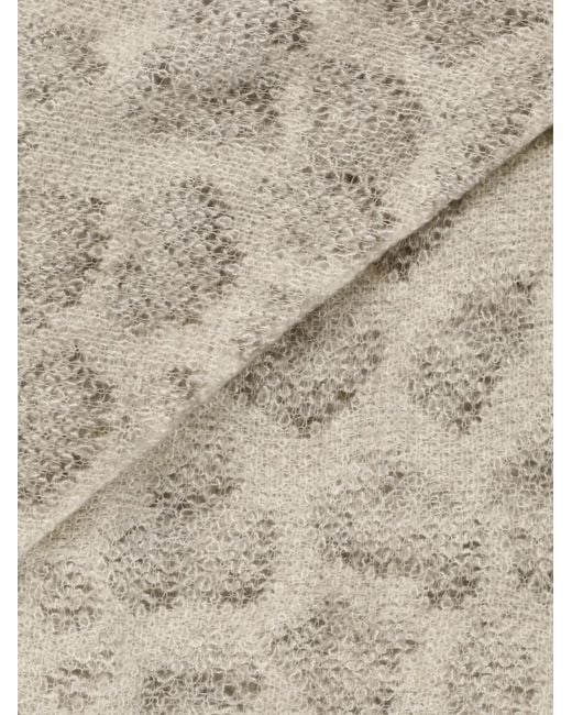 Avant Toi Natural Leopard-Pattern Knit Scarf