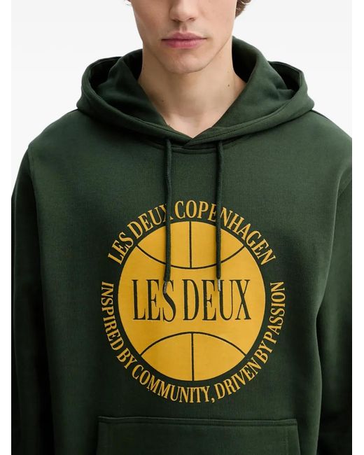 Les Deux Green Ben Basketball Print Hoodie for men