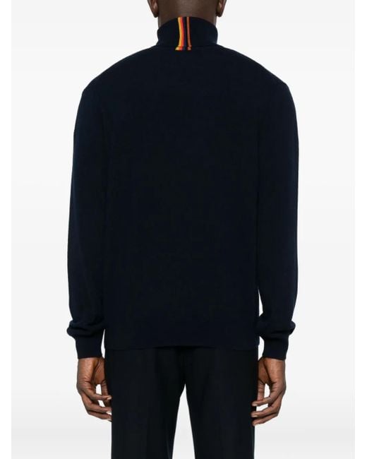 Paul Smith Blue Stripe-Detail Turtleneck Sweater for men