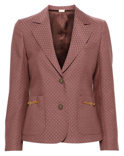 Gucci Red GG Damier Horsebit-detail blazer
