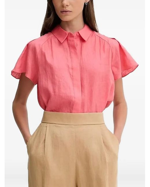 Camisa de lino de manga con volantes Pedro Del Hierro Madrid de color Red