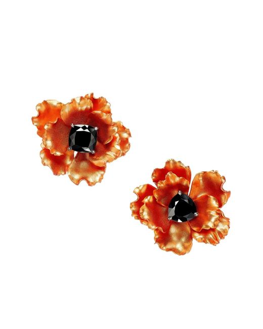Anabela Chan Phoenix Floral ダイヤモンド ピアス Orange