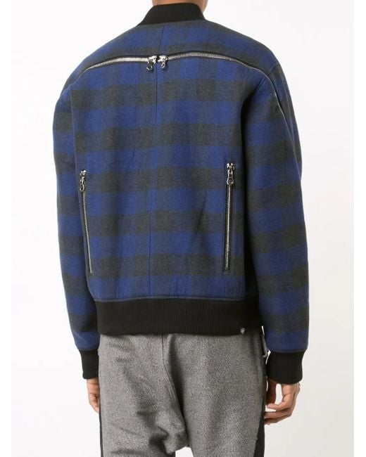 Mostly Heard Rarely Seen Blue Plaid Bomber Jacket for men