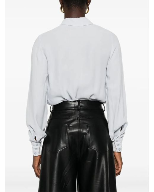 Elisabetta Franchi White Twist-Front Button Bodysuit