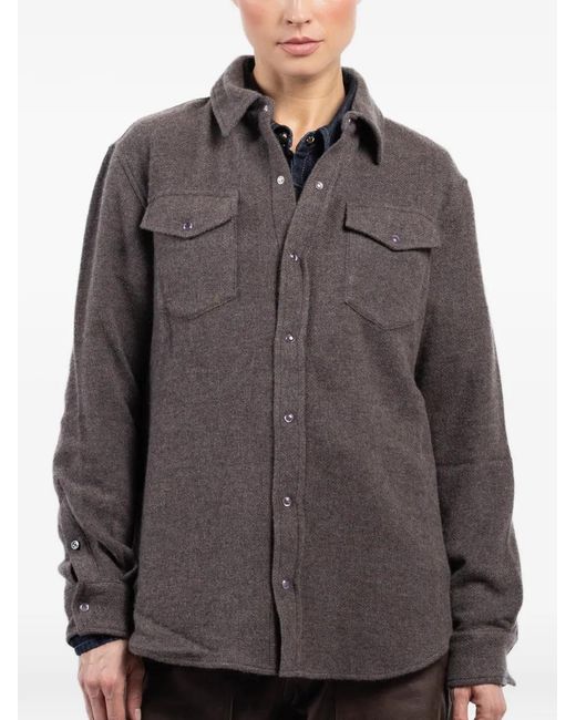 God's True Cashmere Purple Pocket Button Shirt