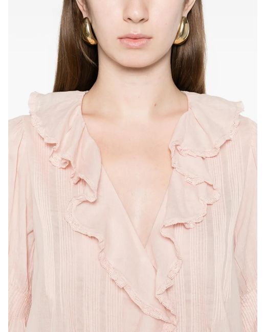 Doen Pink Henri Ruffled Blouse