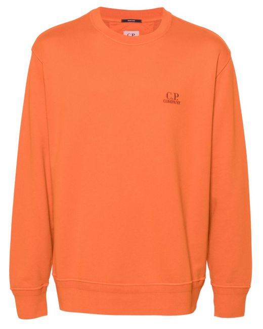 C P Company Orange Logo-embroidered Cotton Sweatshirt for men