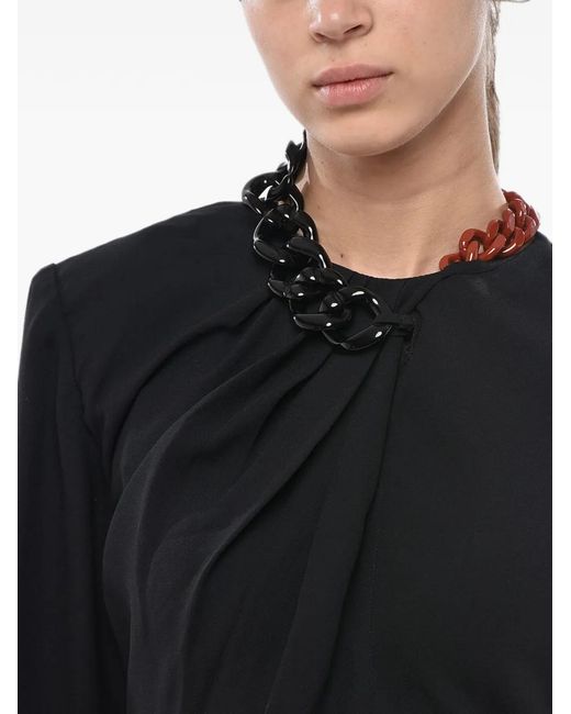 Stella McCartney Black Falabella Chain-Detail Draped Mini Dress