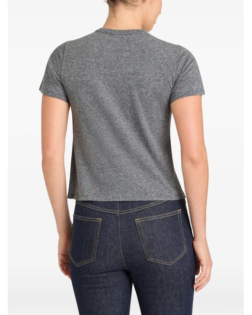 Cinq À Sept Gray Crystal Amour Heart Shrunken T-Shirt